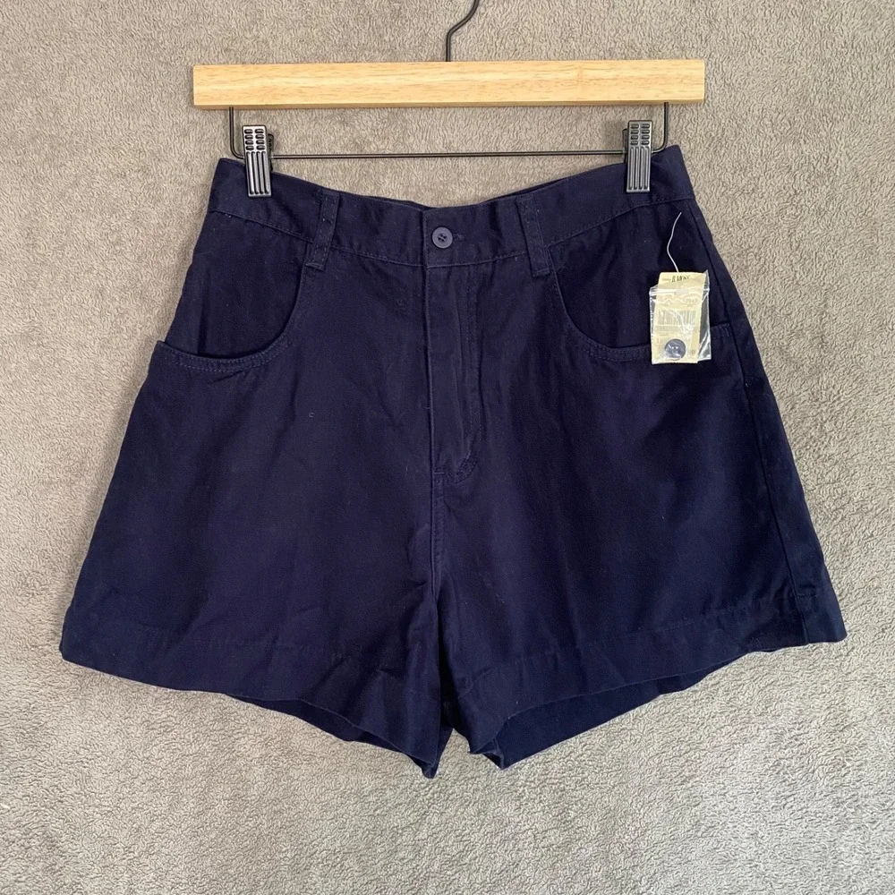 Vintage‎ B Moss Womens 90s Navy Blue Shorts Size 10 M Nautical Fisherman Cotton